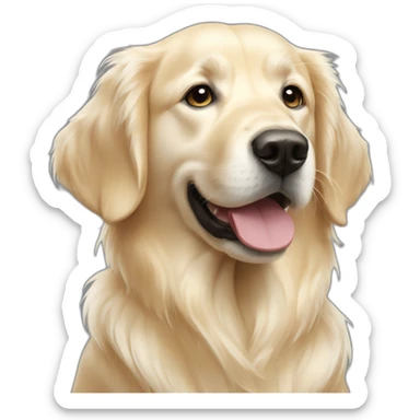 a teenage pure white golden retriever, and a gold retriever side by side sticker