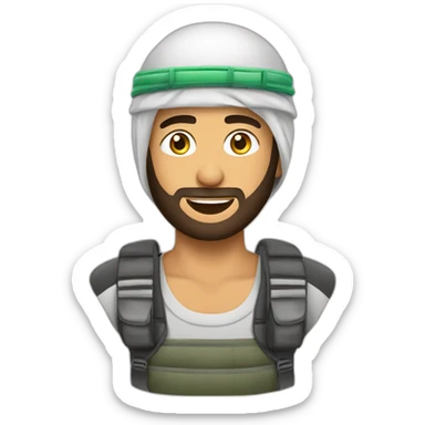 Arab Man in keffiyeh with electrical vest in a parachute sticker