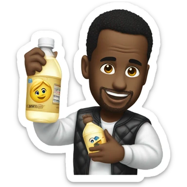 P diddy holding bottle of baby oil sticker