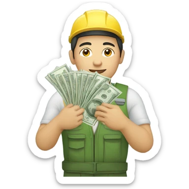 kazakh worker with money in hands sticker