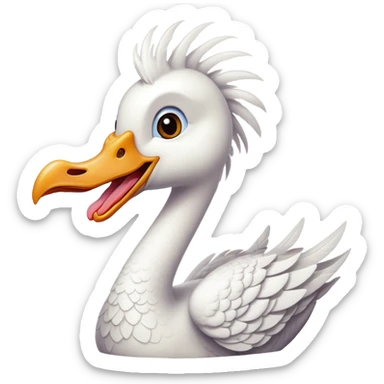 White goose dragon with tongue sticking out sticker