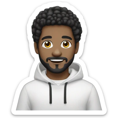 young-rapper-with hoop-white skin-black hair-beard-bichon dog-white-smile sticker