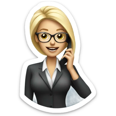 Glamorous Blonde business woman wearing glasses calling on cell phone sticker
