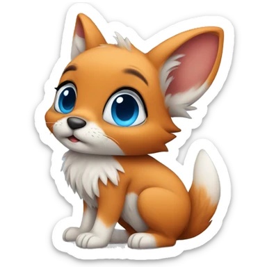 Cute bunny with blue eyes and tattooed fox hugging sticker