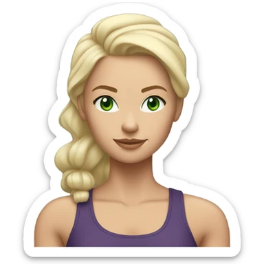 Strong white blonde woman green eyes wearing workout clothes  sticker
