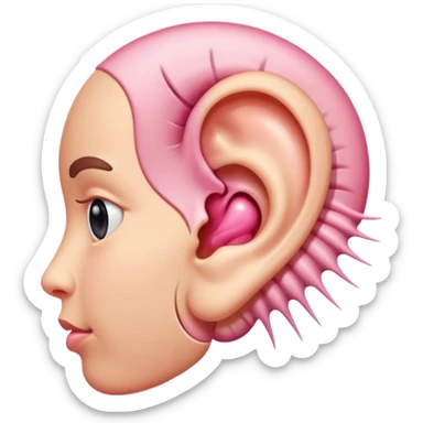 an ear with curved sound rays sticker