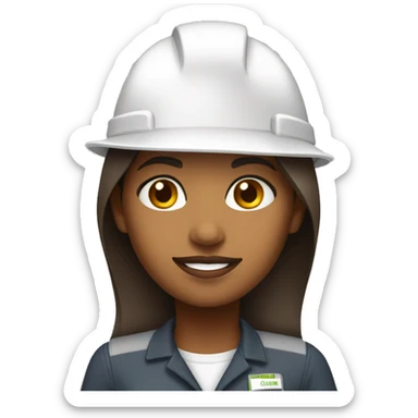 Medium Brown girl with white construction hat wearing construction uniform headshot sticker