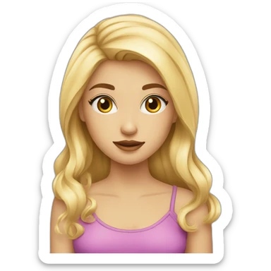 Fille blonde cheveux lisse yeux bleus sticker