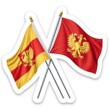 a flat flag that is split down the middle of half the polish flag and half the macedonian flag sticker