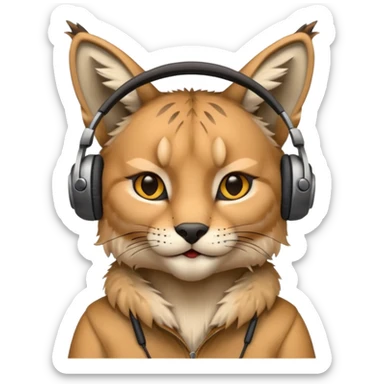 lynx with headphones listening to music sticker