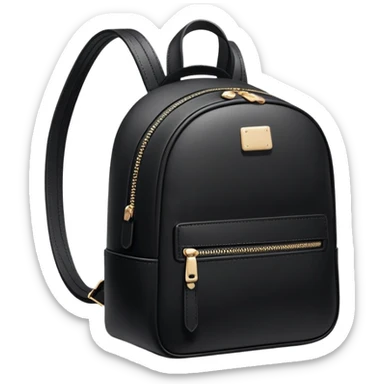 small black commuter backpack purse, women's, clean minimal aesthetic, plain sticker