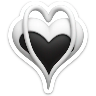 White heart and black heart combined sticker