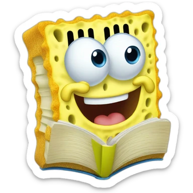 Silly Sponge Bob reading thick book sticker