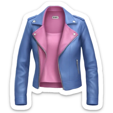 Realistic isolated periwinkle leather jacket with pink silk tank top underneath.  sticker