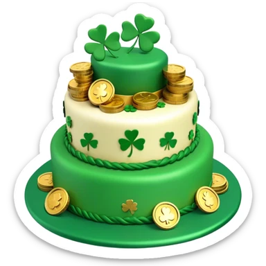 Green and gold st. Patrick's day cake, 3D sticker