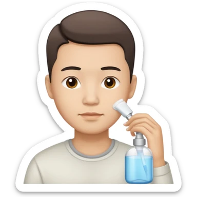 chinese man doing skincare with a fade haircut sticker