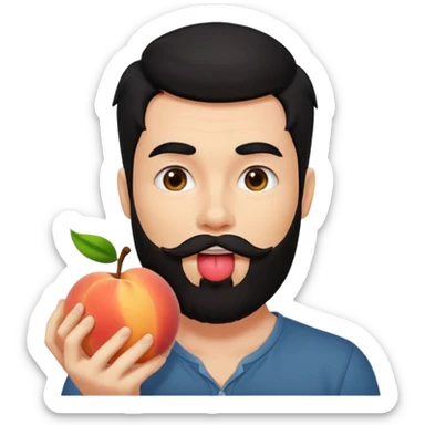 Black hair Man red beard licking peach sticker
