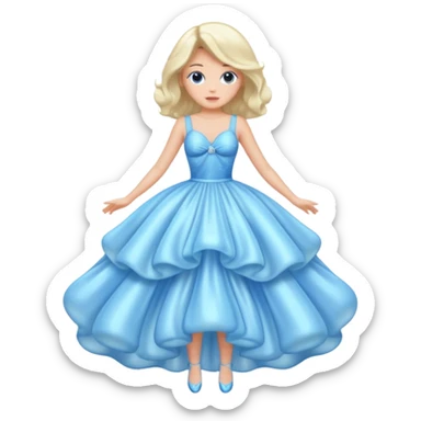 The bubble dress is typically a voluminous ball gown, designed to make Glinda look like she’s literally floating in a bubble. It features:  Pale blue or shimmering white-blue hues isolated  sticker