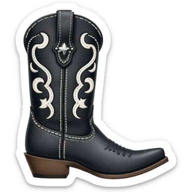 black cowboy boot with white detail sticker