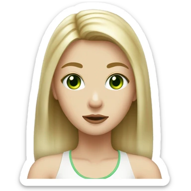 Dirty blond hair girl with green eyes and a white lab sticker