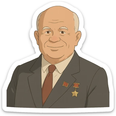 ghibli style portrait of Nikita Khrushchev sticker