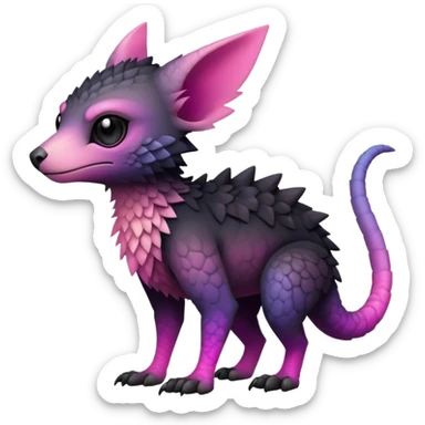 Cool Edgy Black-pink-purple-gradient badass Trico-animal-creature full body sticker