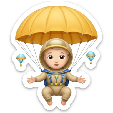 Skydiving baby with parachute and UFO sticker