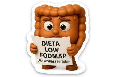 EMOJI STILE IPHONE DI UN INTESTINO UMANO ANATOMICO CHE GUARDA UN FOGLIO CON LA SCRITTA "DIETA LOW FODMAP (PER GESTIRE I SINTOMI)", FAGLI ANCHE LA PARTE BIANCA DEGLI OCCHI, NON SOLO LE PUPILLE, IPERREALISTICO 4K sticker