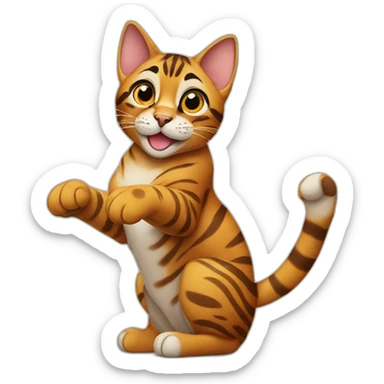 Bengal cat waving his right paw sticker