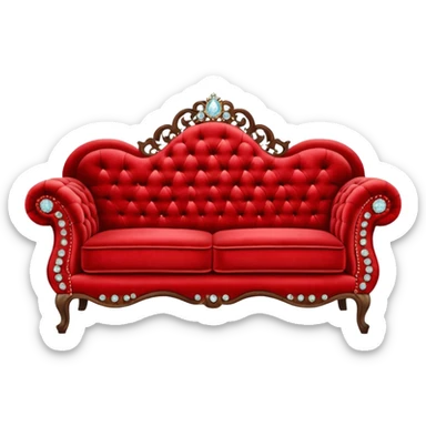 Vintage red sofa with rhinestones buttons sticker