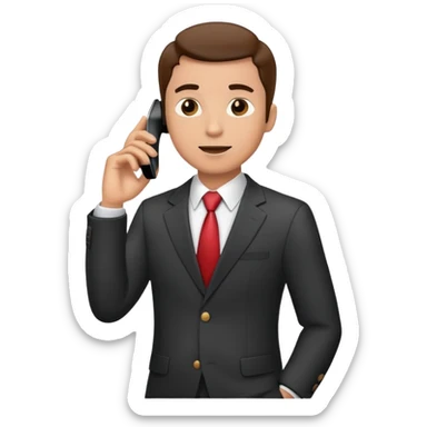 Professional salesman in business suit talking on smartphone sticker