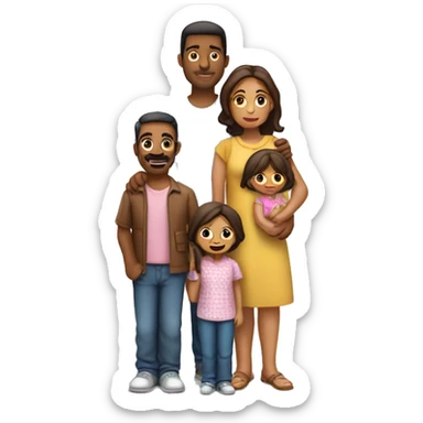 Familia de 5 personas papá y mama hijas tres sticker