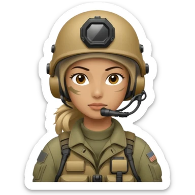 female special operations communications operator with combat gear head profile only sticker