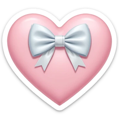 Pastel pink heart with white bow Tied diagonally above sticker