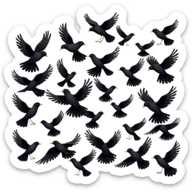 Flying in one direction multiple black birds emoji sticker