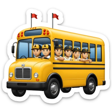 autobus de equipo llevando a egnte de basebal  y un chofer sticker
