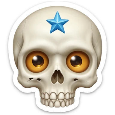 Skull with big stars in the eyes covering the eye section  sticker