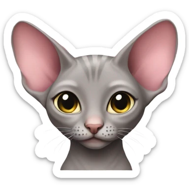 Grey sphinx cat with pink hearts sticker