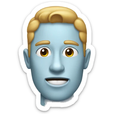 a person with a very defined jaw and a closed mouth pointing to their jaw bone sticker