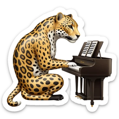 a jaguar playing the piano sticker