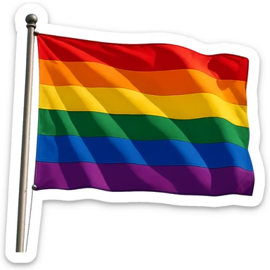 gay pride rainbow flag, waving, vibrant colors, simple style sticker
