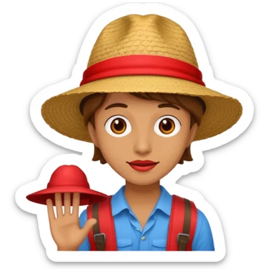 unique looking tourist with big unique red tourist hat sticker