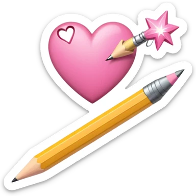 pink heart shooting star effect on end of a sticker