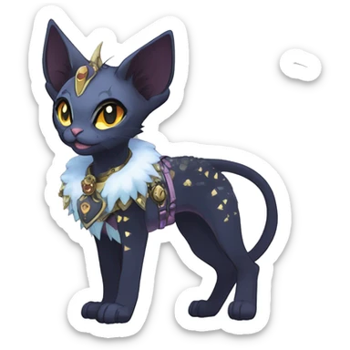 cool punk magical kawaii anime edgy distinguished ethereal elegant beautiful fantasy black ethereal fantasy nargacuga-Noivern-sphynx-Quiana-Fakemon collar harness jewels full body sticker