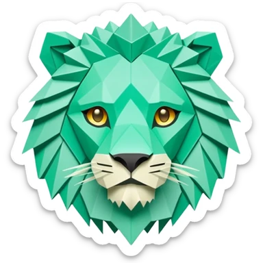 origami lion in color green mint rgb(168, 251, 211) sticker