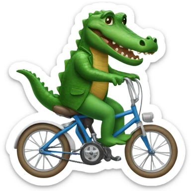 An alligator riding a bike  sticker