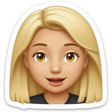 tan girl with light blonde hair winking emoji style sticker
