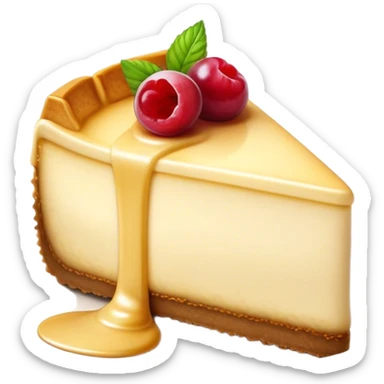 Cinematic Realistic Sernik Dessert Emoji, showcasing a rich, creamy cheesecake with a golden crust rendered with delicate textures and inviting, soft lighting. sticker
