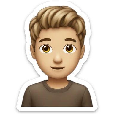 un niño con pelo liso y cafe claro con ojos azules sticker