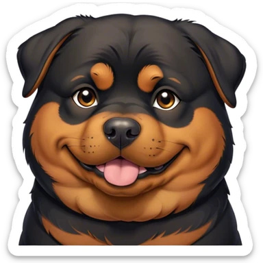 Cinematic Meme-Worthy Chubby Sleeping Rottweiler Portrait Emoji, Head resting peacefully with a contented smile, featuring a delightfully chubby build and a luxuriously soft black and tan coat, eyes shut in a serene nap, Simplified yet hilariously adorable features, highly detailed, glowing with a soft, drowsy light, high shine, relaxed and utterly lovable, stylized with an air of playful laziness, bright and endearing, soft glowing outline, capturing the essence of a comically sleepy guardian, so meme-worthy it feels like it could instantly become the next viral sensation of adorable slumber! sticker